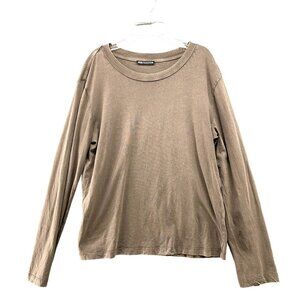 Zara Long Sleeve T Shirt Mens L Light Brown Crewneck Cotton Vintage Wash